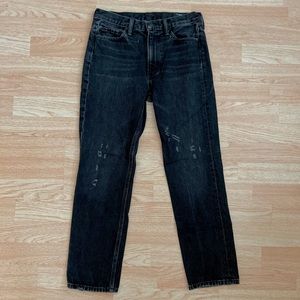 Vince. Black Straight Leg High Waisted Distressed Mom Jeans 26